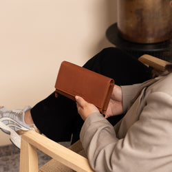 Leren Portemonnee Cognac Mirthe