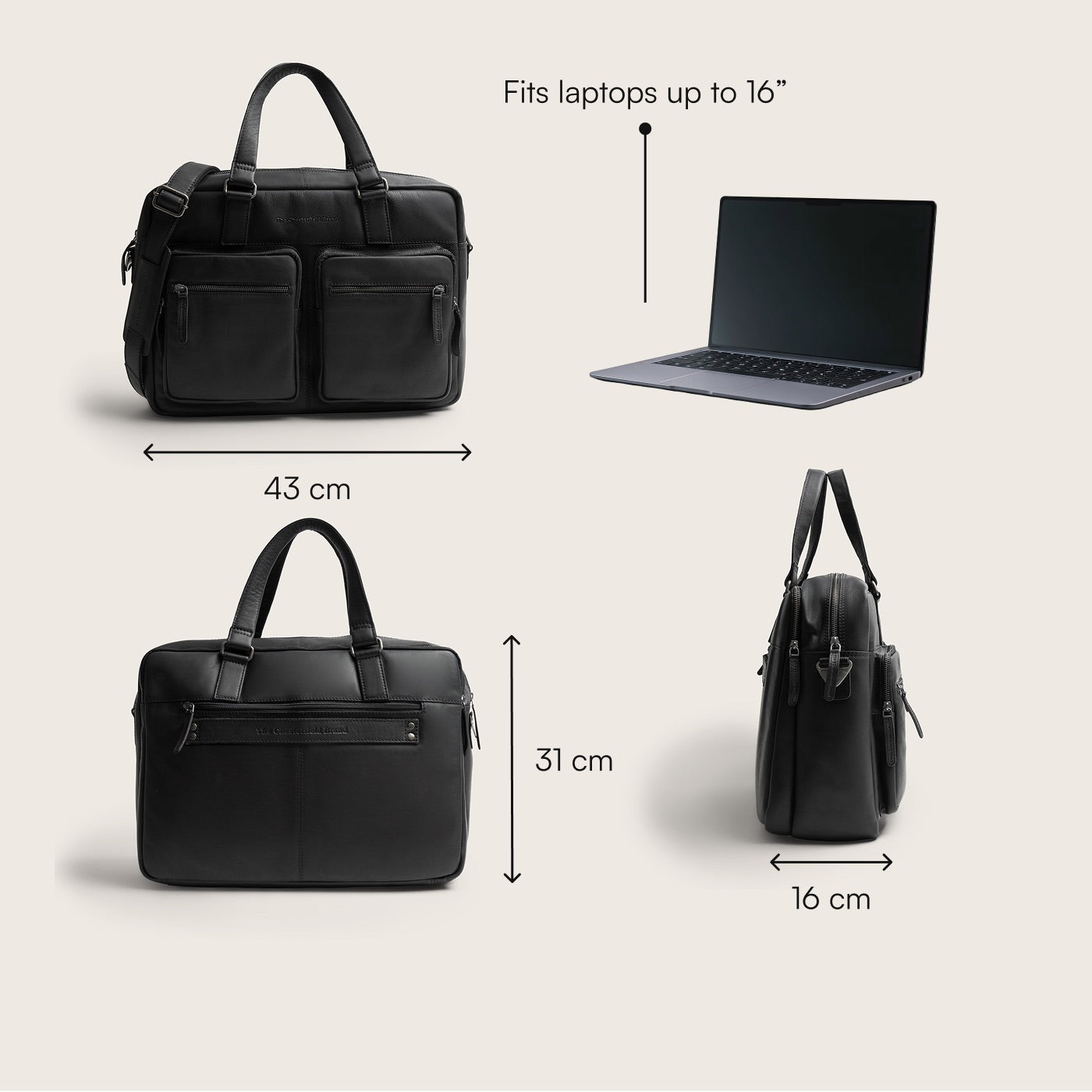 Leren Laptoptas Zwart Misha