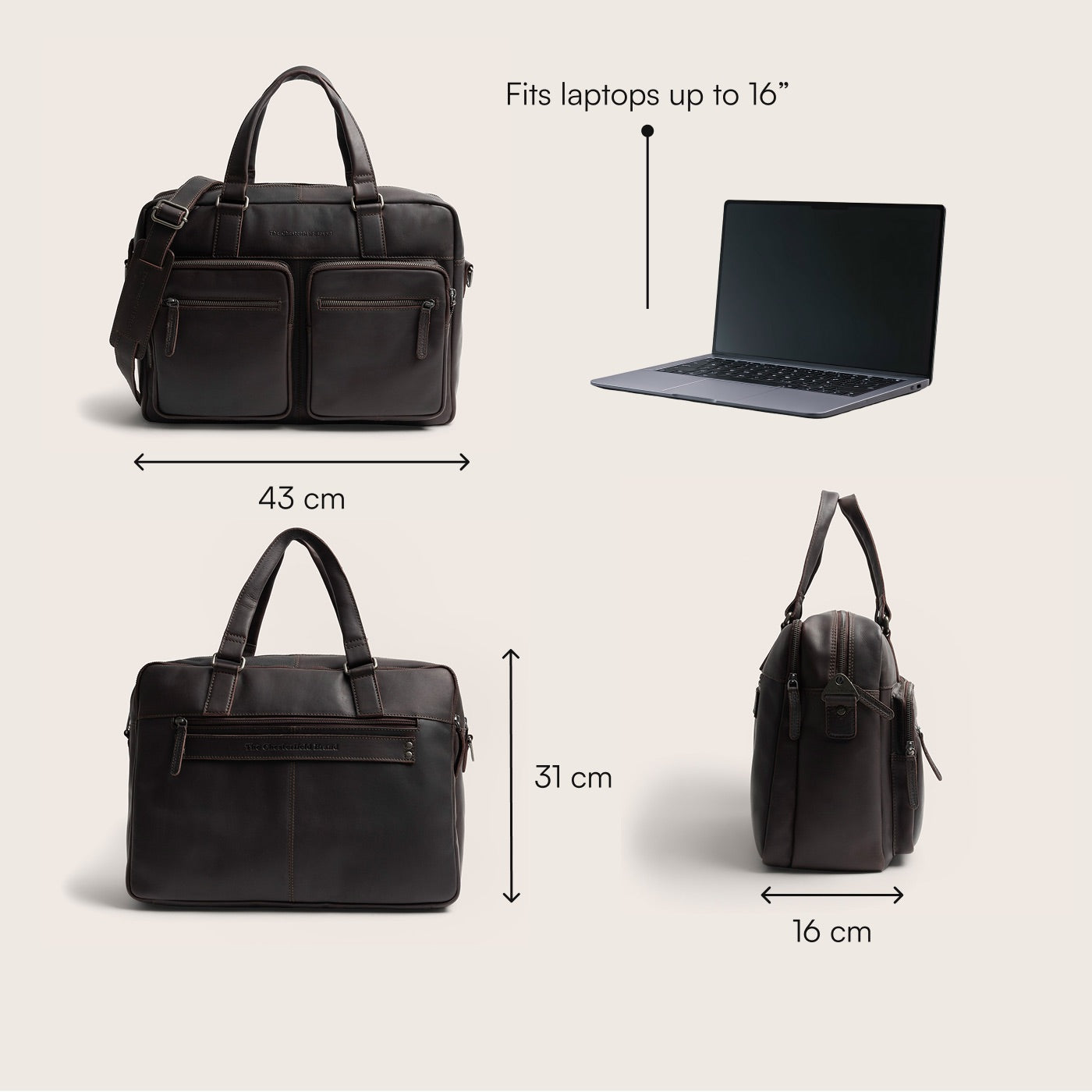 Leather Laptop Bag Brown Misha