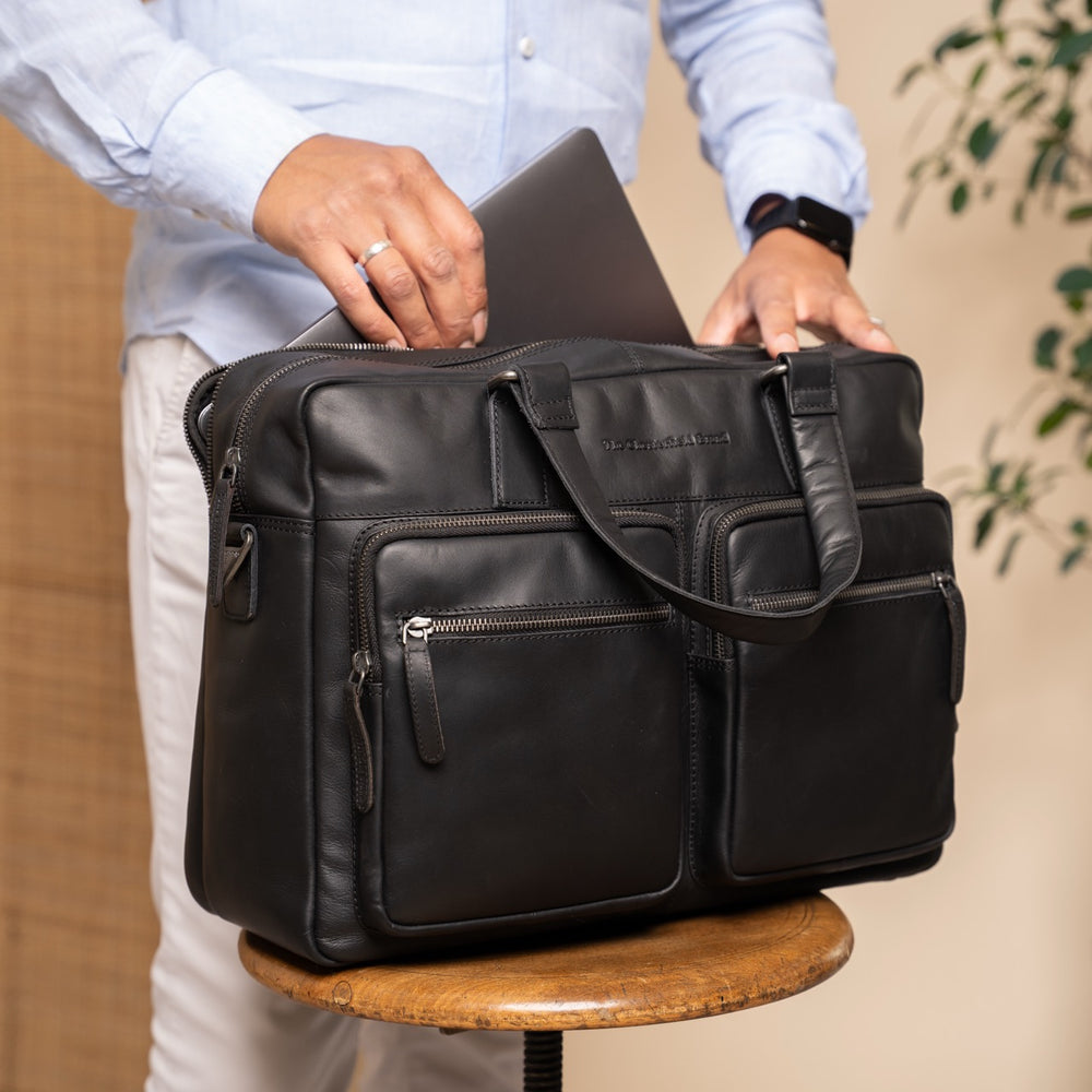 Leder Laptoptasche Schwarz Misha