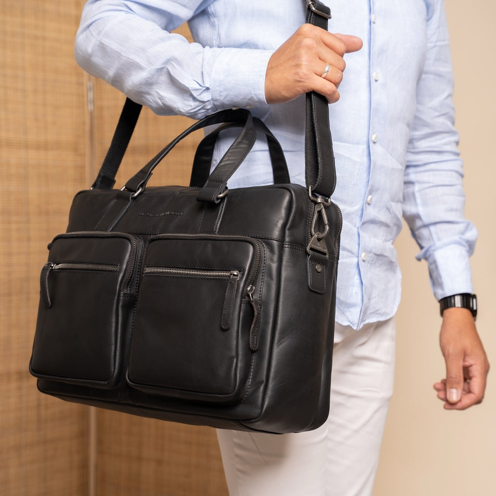 Leder Laptoptasche Schwarz Misha