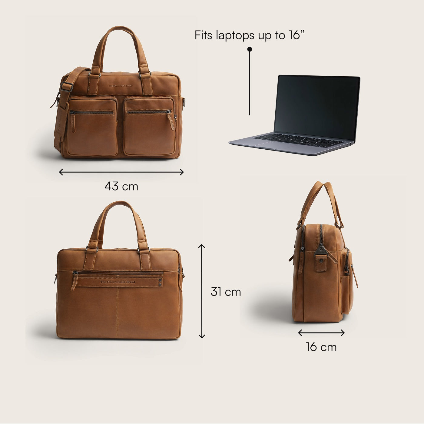 Leder Laptoptasche Cognac Misha