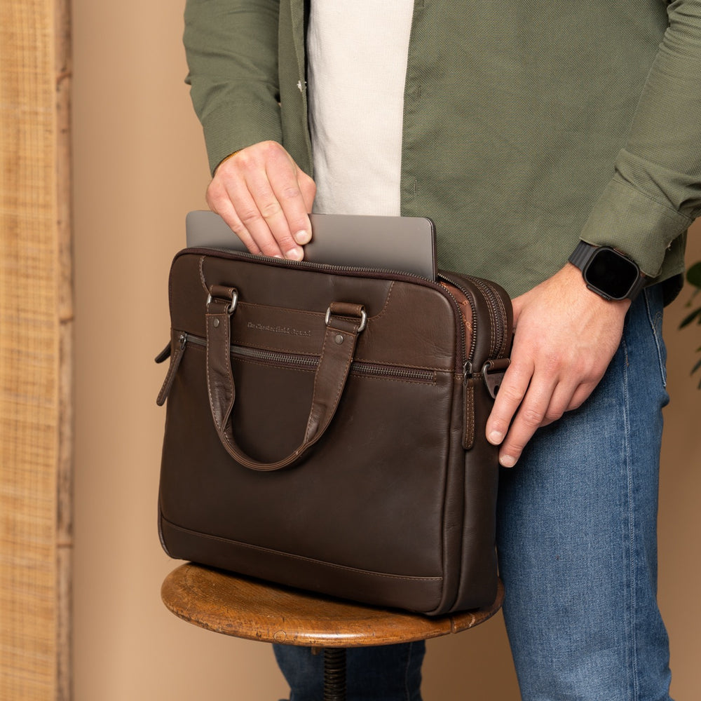 Leather Laptop Bag Brown Montara