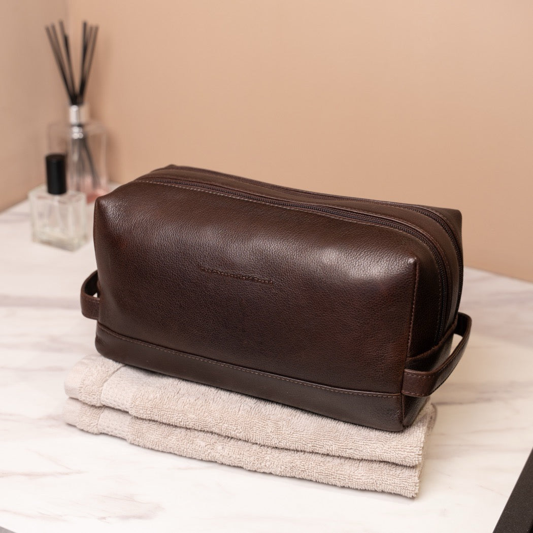 Leder Kulturtasche Braun Montelaro