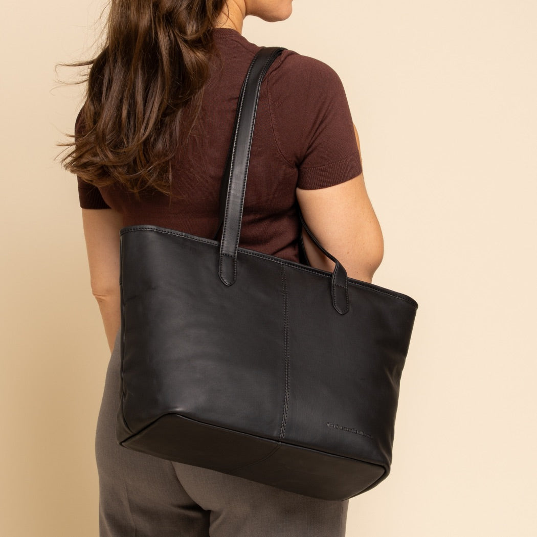 Sac Cabas en Cuir Noir Monza