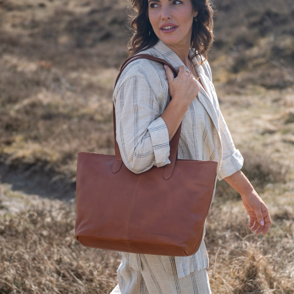 Leather Tote Bag Cognac Monza