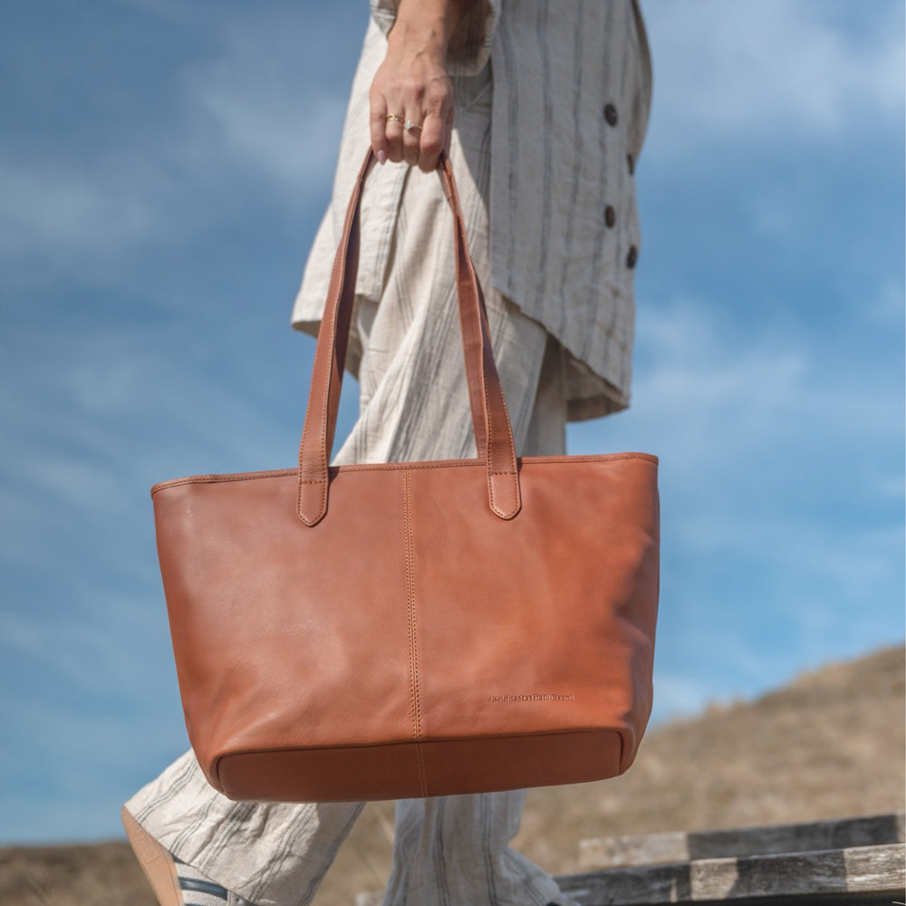 Leather Tote Bag Cognac Monza