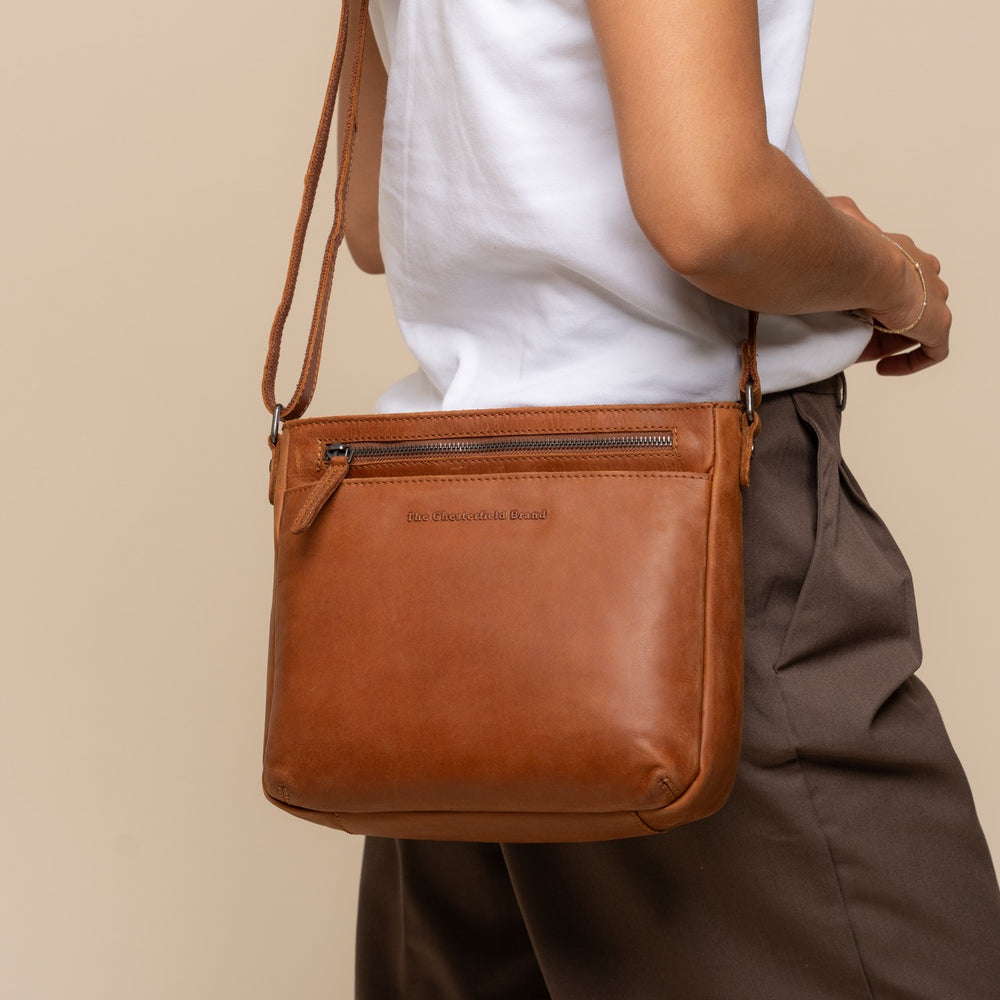 Leder Umhängetasche Cognac Mumbai