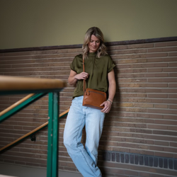 Leder Umhängetasche Cognac Nebraska