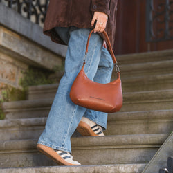Leather Shoulder Bag Cognac Nancy