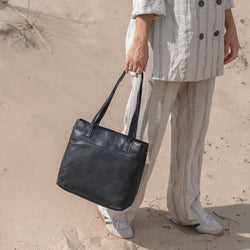 Leather Shopper Black Nola
