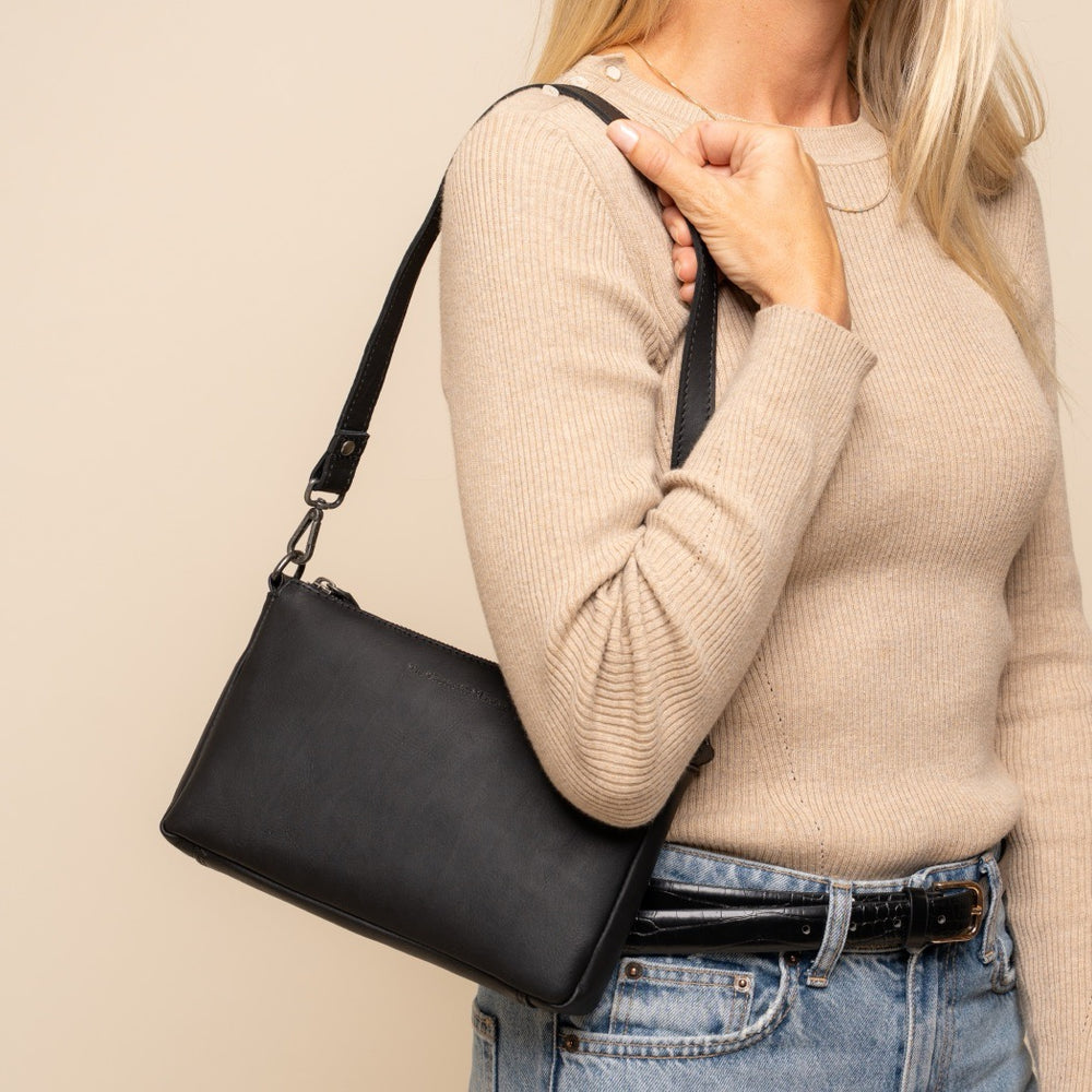 Leather Crossbody Bag Black Orinoco