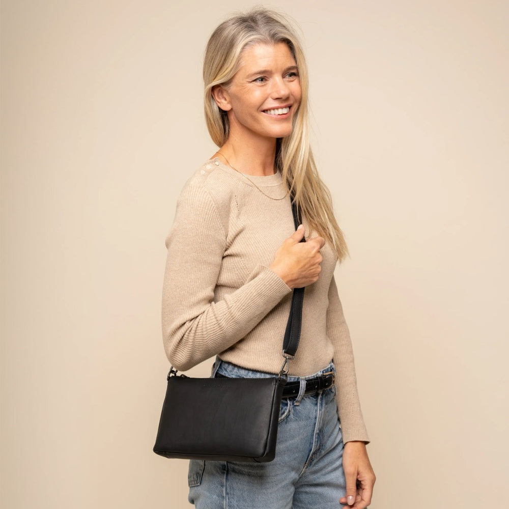 Leather Crossbody Bag Black Orinoco