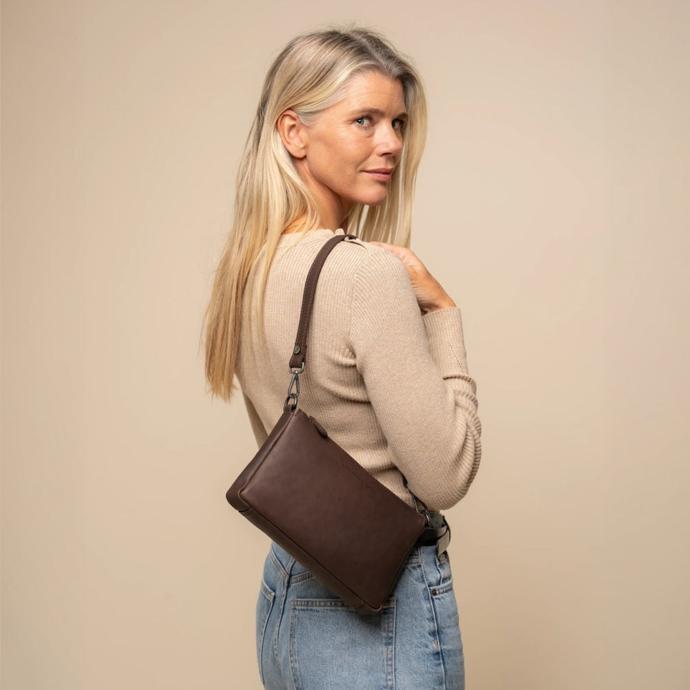 Leather Crossbody Bag Brown Orinoco