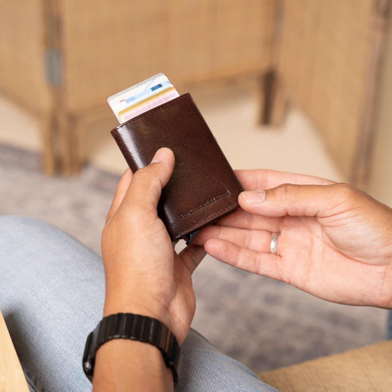 Leder Kartenetui Braun Paris