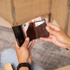 Leather Card Holder Brown Paris