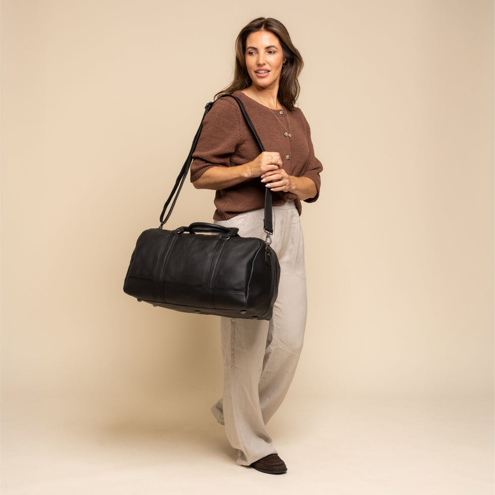 Leder Weekender Schwarz Perth