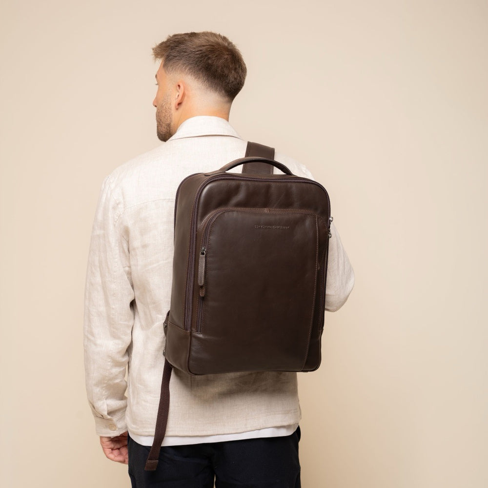 Leder Laptoprucksack Braun Quincy