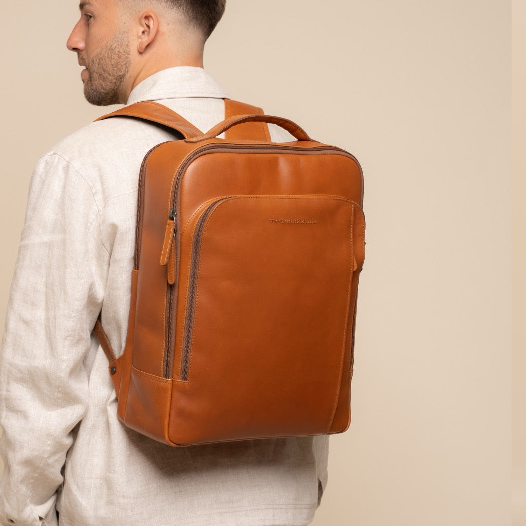 Leder Laptoprucksack Cognac Quincy