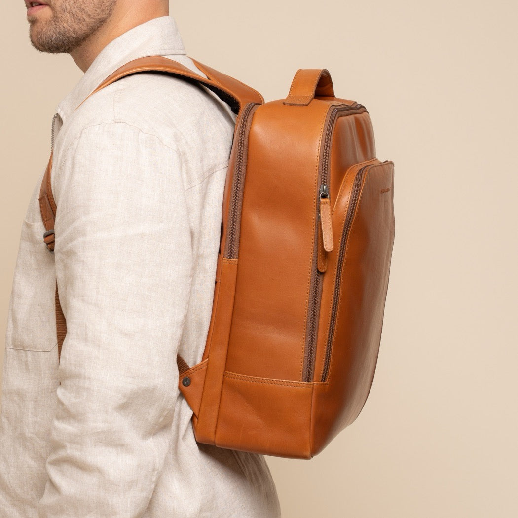 Leder Laptoprucksack Cognac Quincy