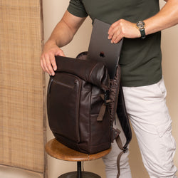 Leather Backpack Brown Remo