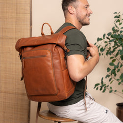 Leather Backpack Cognac Remo