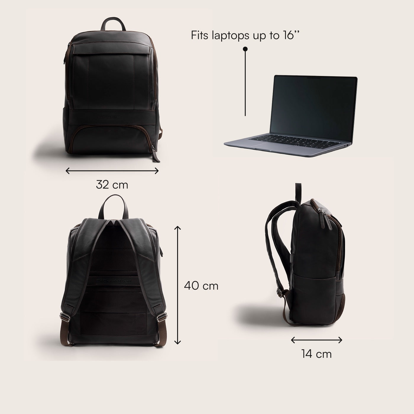 Leder Laptop Rucksack Braun Rich