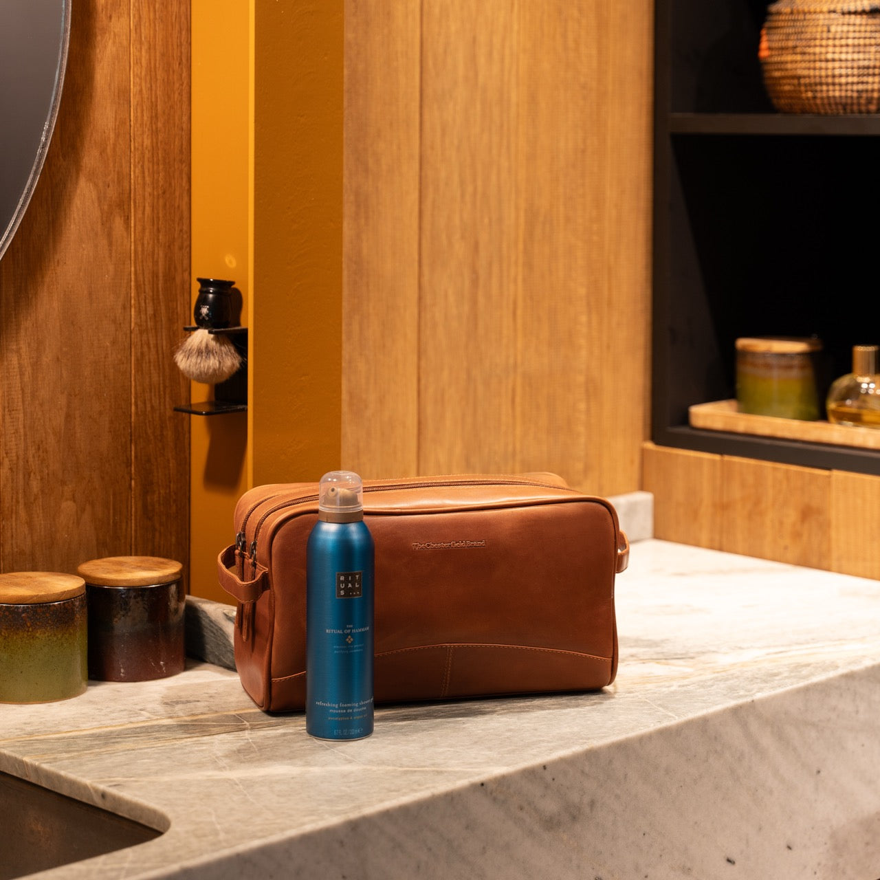 Leren Toilettas Cognac Stefan