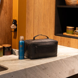 Leren Toilettas Zwart Trevia