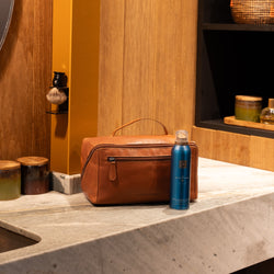 Leren Toilettas Cognac Trevia