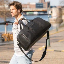 Leren Weekendtas Zwart Rivaro