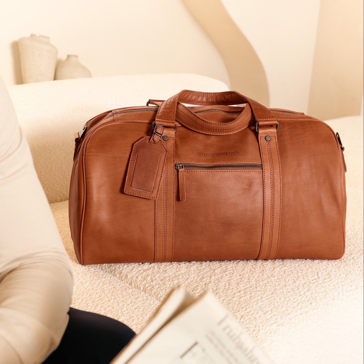 Leren Travel Bag Cognac Rivaro