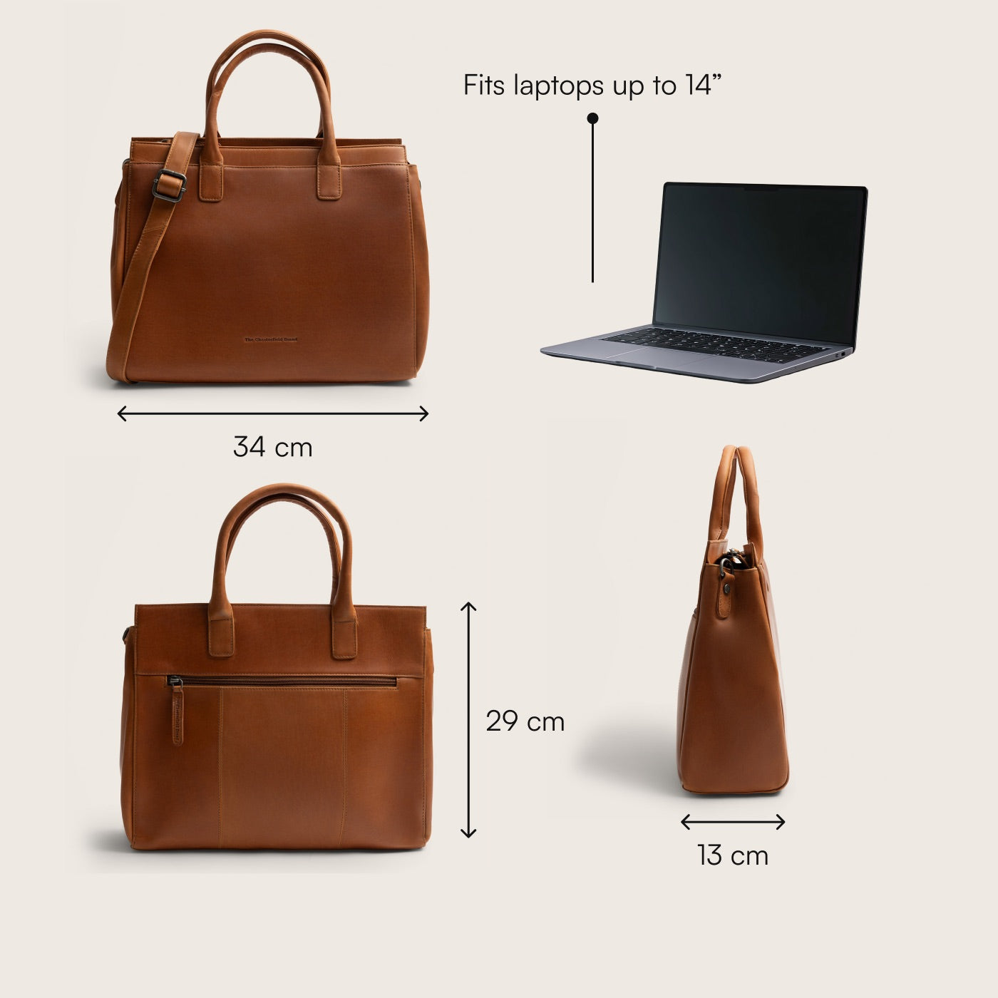 Sacoche Ordinateur en Cuir Cognac Rivera