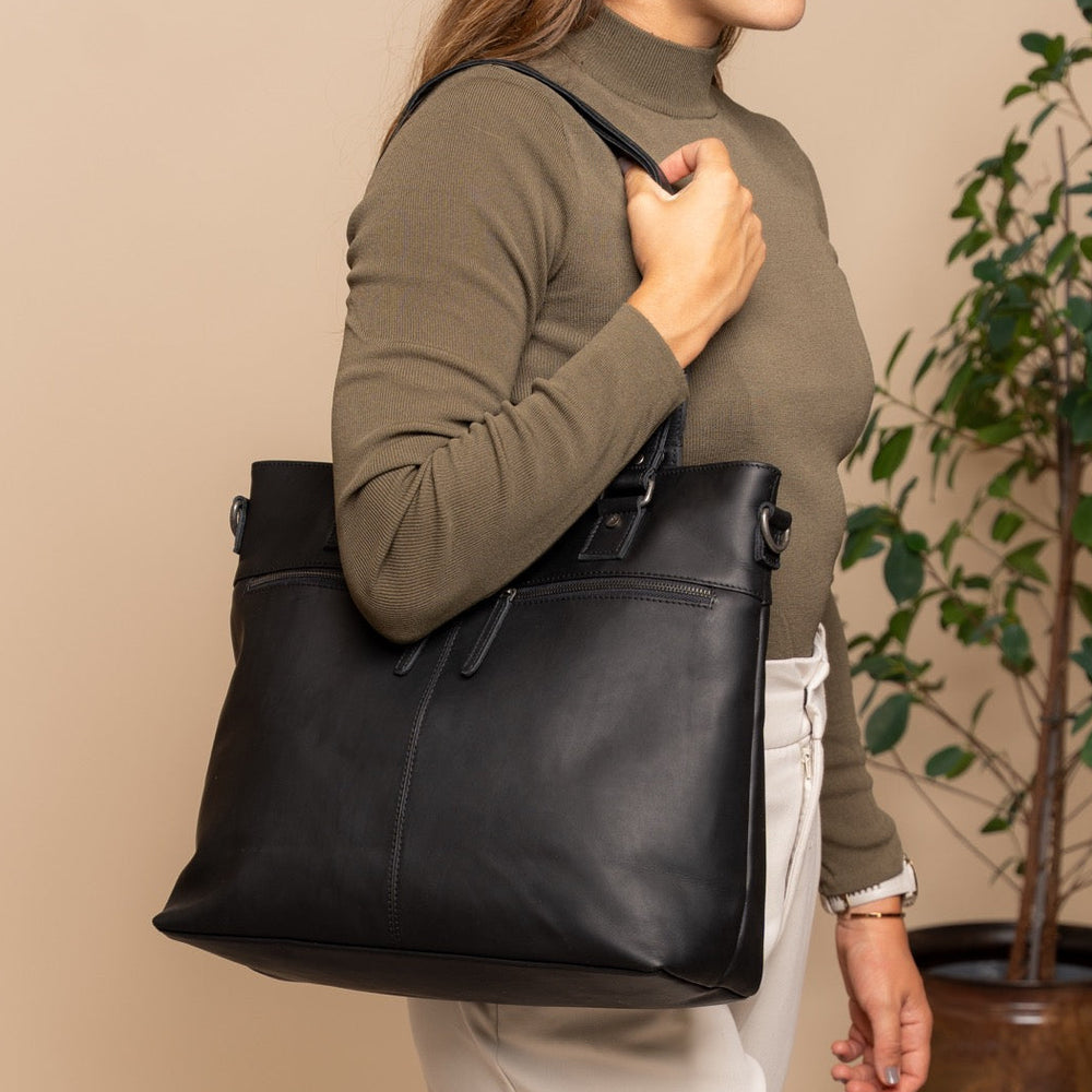 Leather Shopper Black Rome