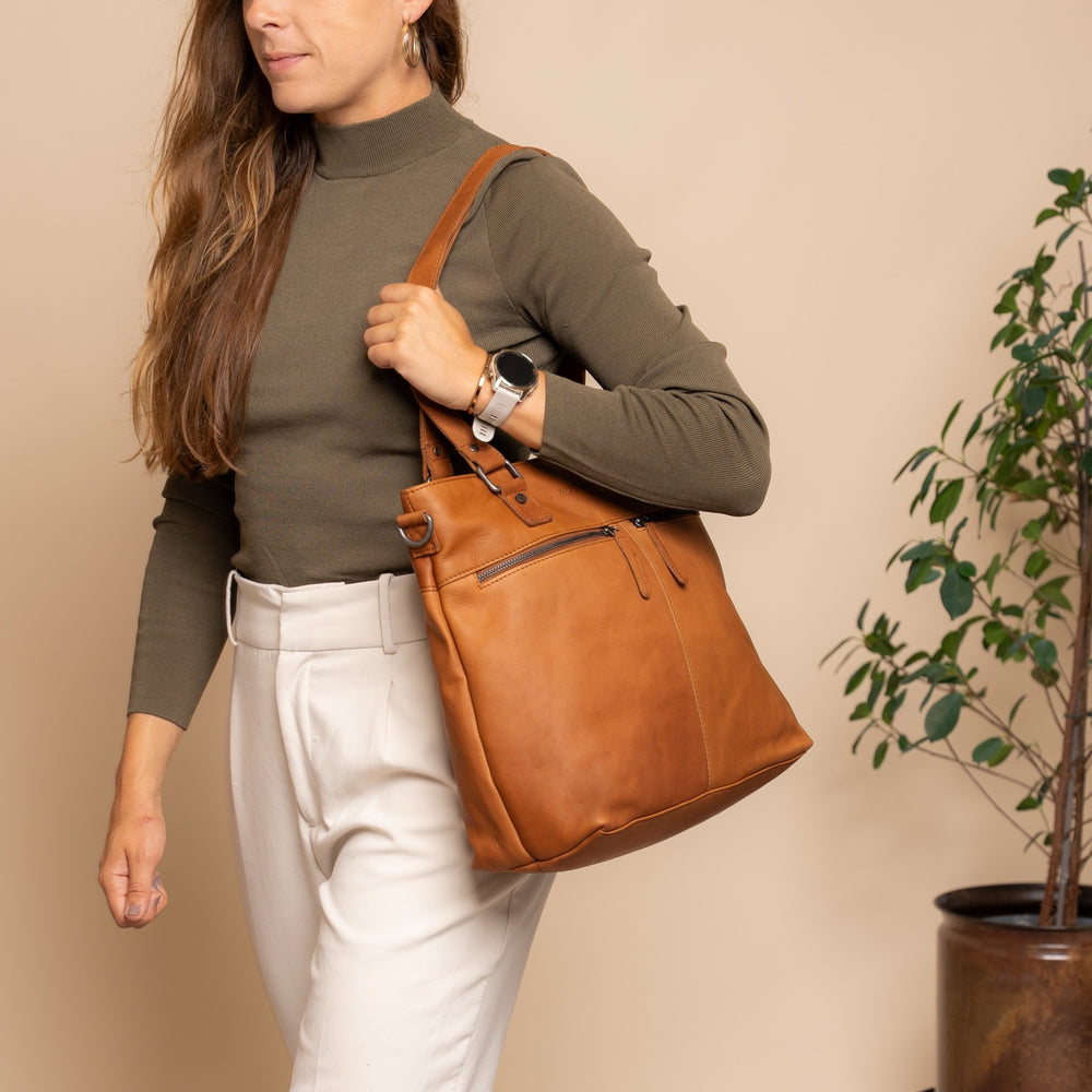 Leather Shoulder Bag Cognac Rome