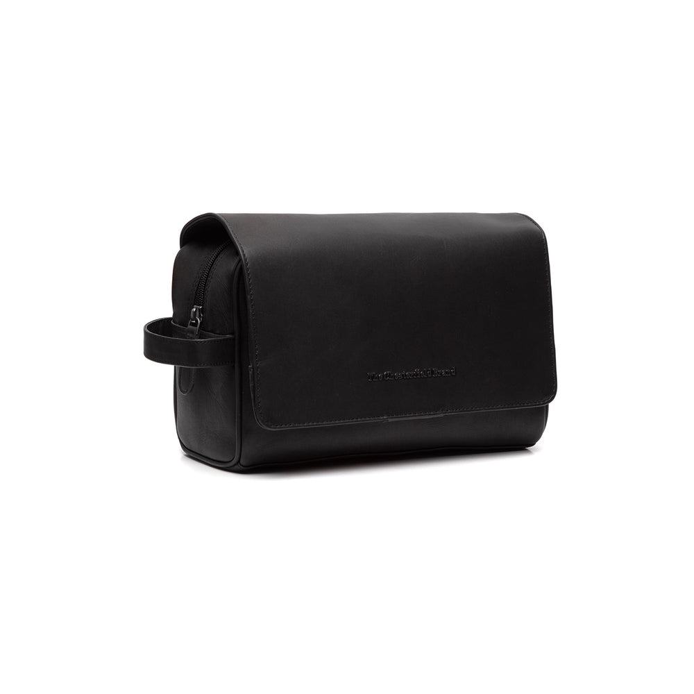 Leder Kulturtasche Schwarz Rosario