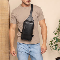 Leren Sling Bag Zwart Rotterdam