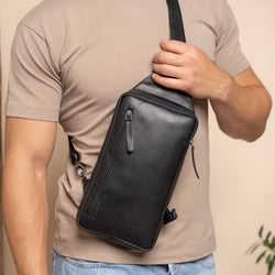 Leren Sling Bag Zwart Rotterdam