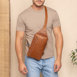 Leren Sling Bag Cognac Rotterdam