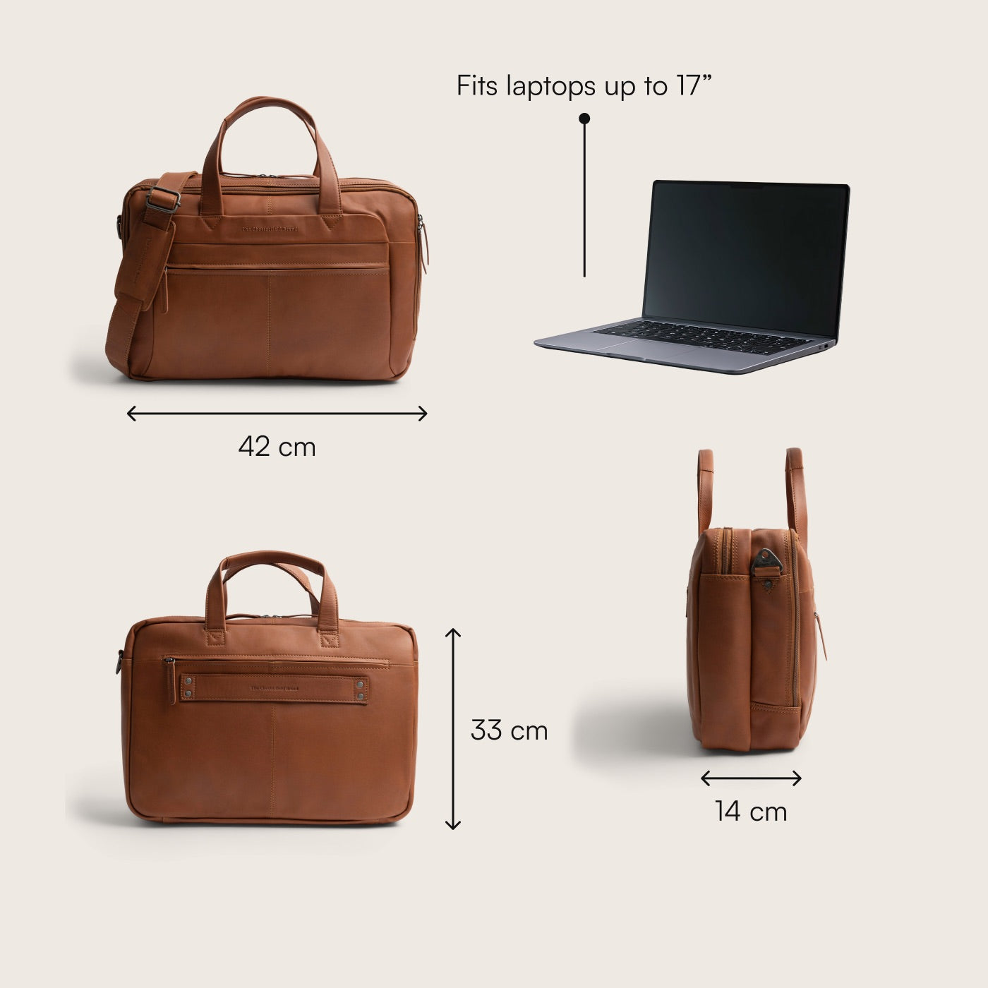 Leather Laptop Bag Cognac Ryan