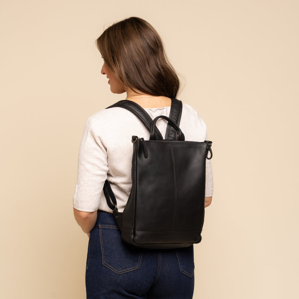 Leather Backpack Black Saar