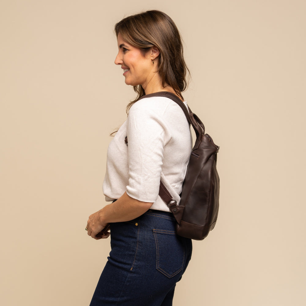 Leather Backpack Brown Saar