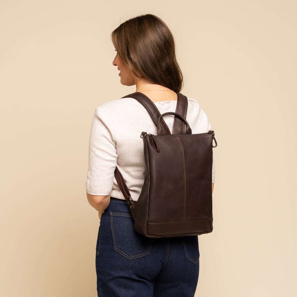 Leather Backpack Brown Saar