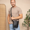 Sac Bandoulière en Cuir Noir Saba