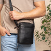 Sac Bandoulière en Cuir Noir Saba