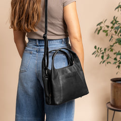 Sac Bandoulière en Cuir Noir Salina