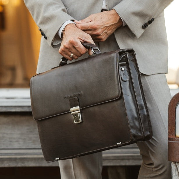 Leather Briefcase Brown Salvatore