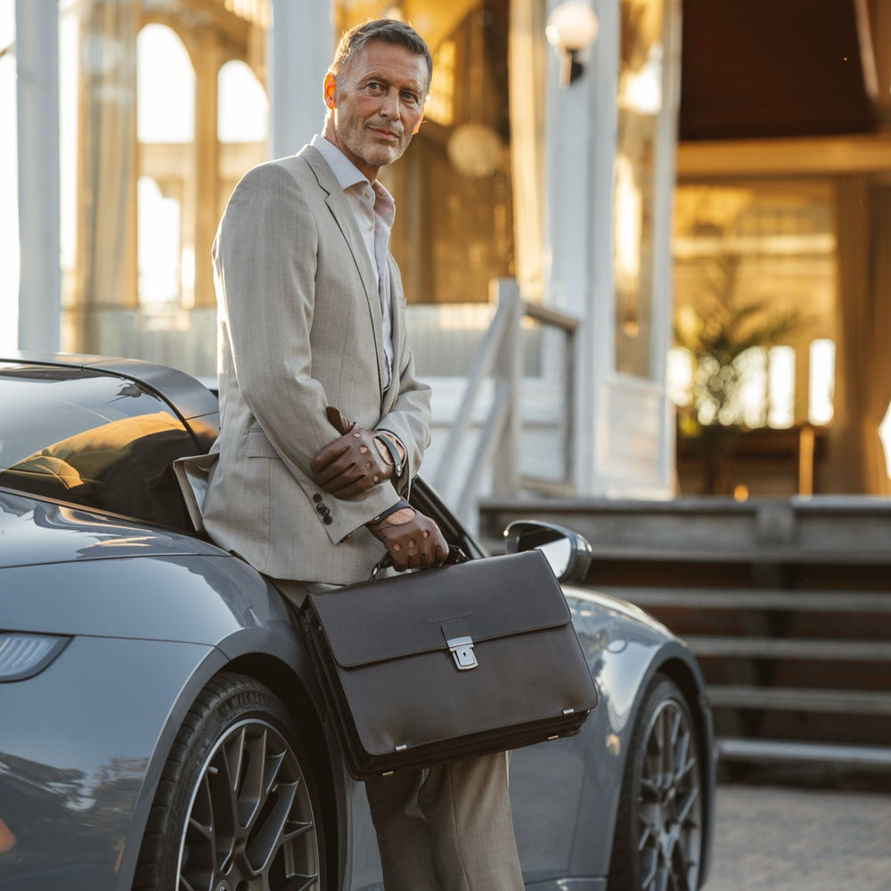 Leather Briefcase Brown Salvatore