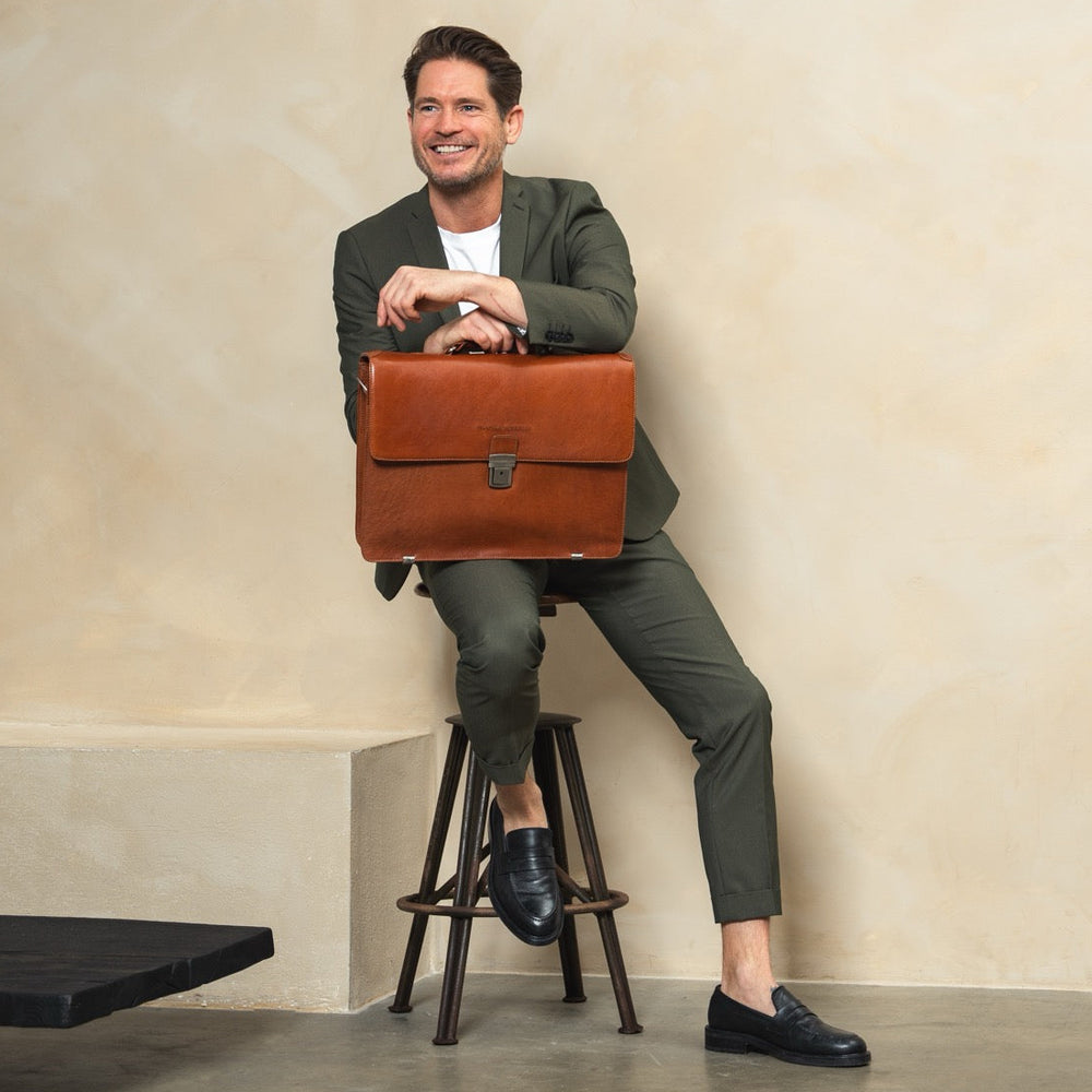 Leder Aktentasche Cognac Salvatore