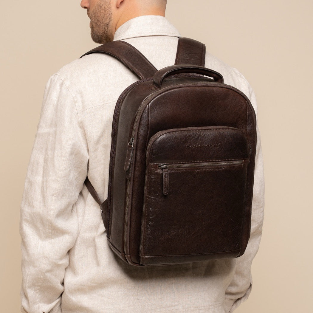Leder Laptoprucksack Braun Serenzo